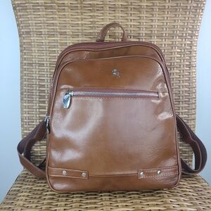 Ashwood Leather Brown Leather Backpack Silver Hardware Deer Accent